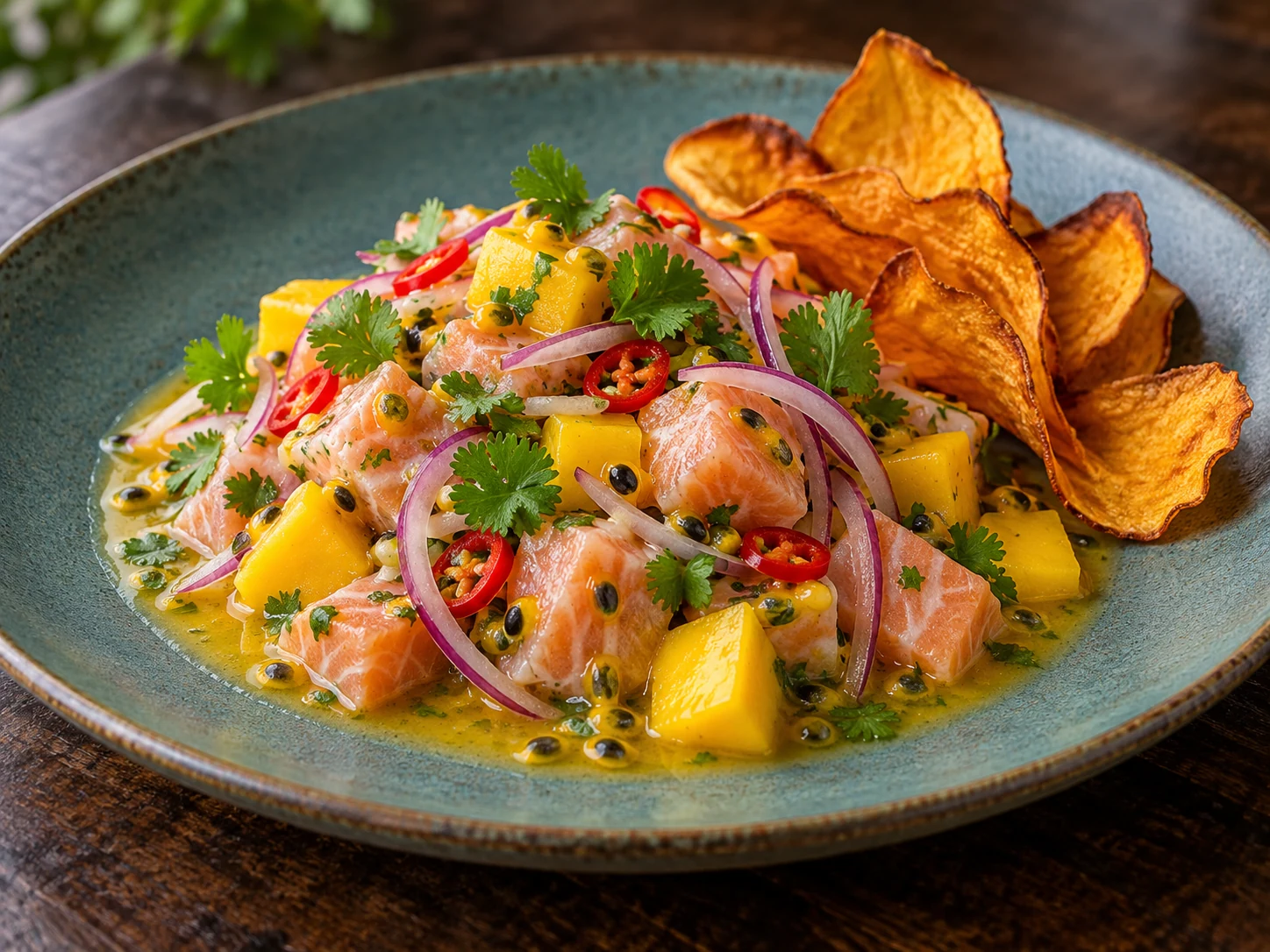 Ceviche tropical — imagem criada a partir do cardápio